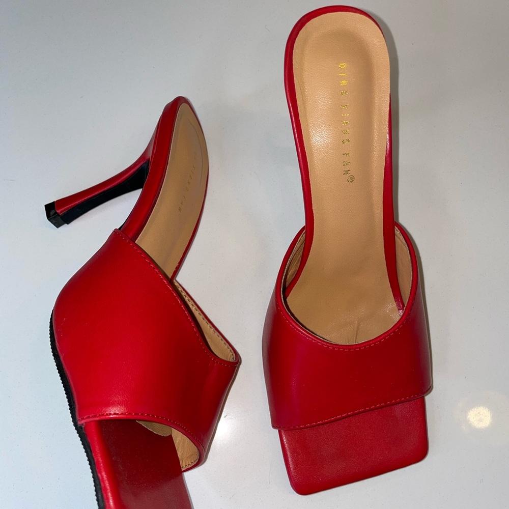 Never worn  red square toe sandal